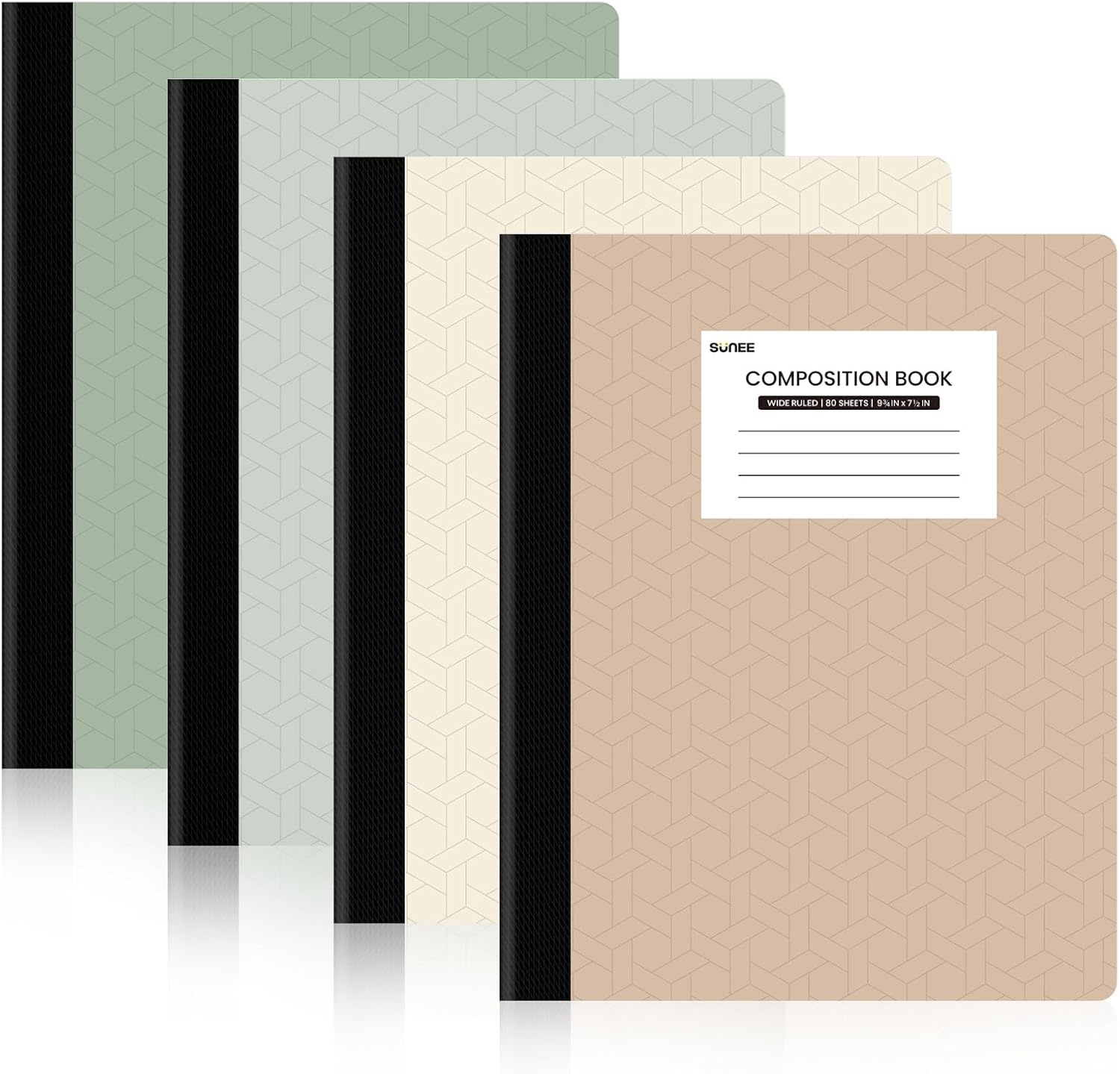 image:imageSUNEE Composition Notebooks College Ruled Paper 4 Pack Composition Book 9 34 x 7 12 80 Sheets160 Pages Assorted Colors School College amp Office SuppliesAesthetic