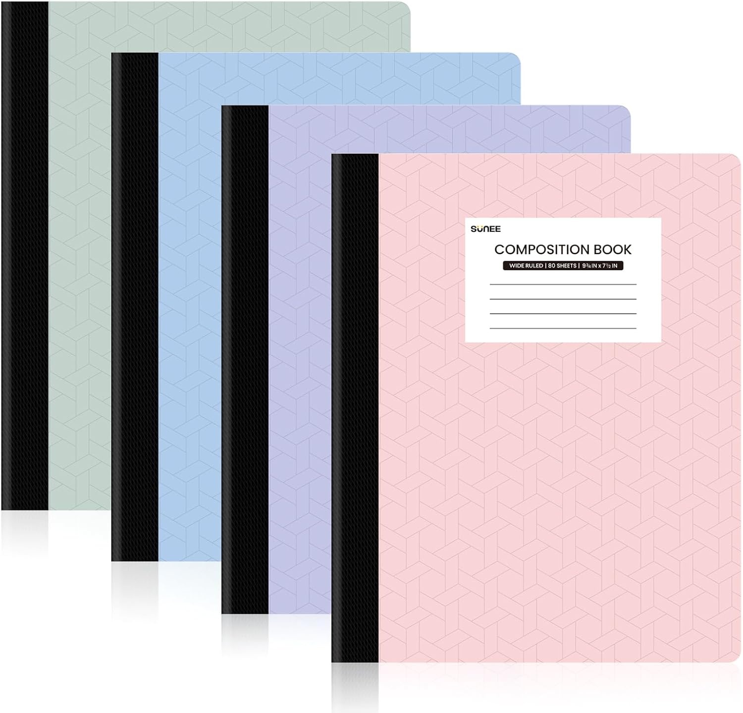 image:imageSUNEE Composition Notebooks College Ruled Paper 4 Pack Composition Book 9 34 x 7 12 80 Sheets160 Pages Assorted Colors School College amp Office SuppliesPastel