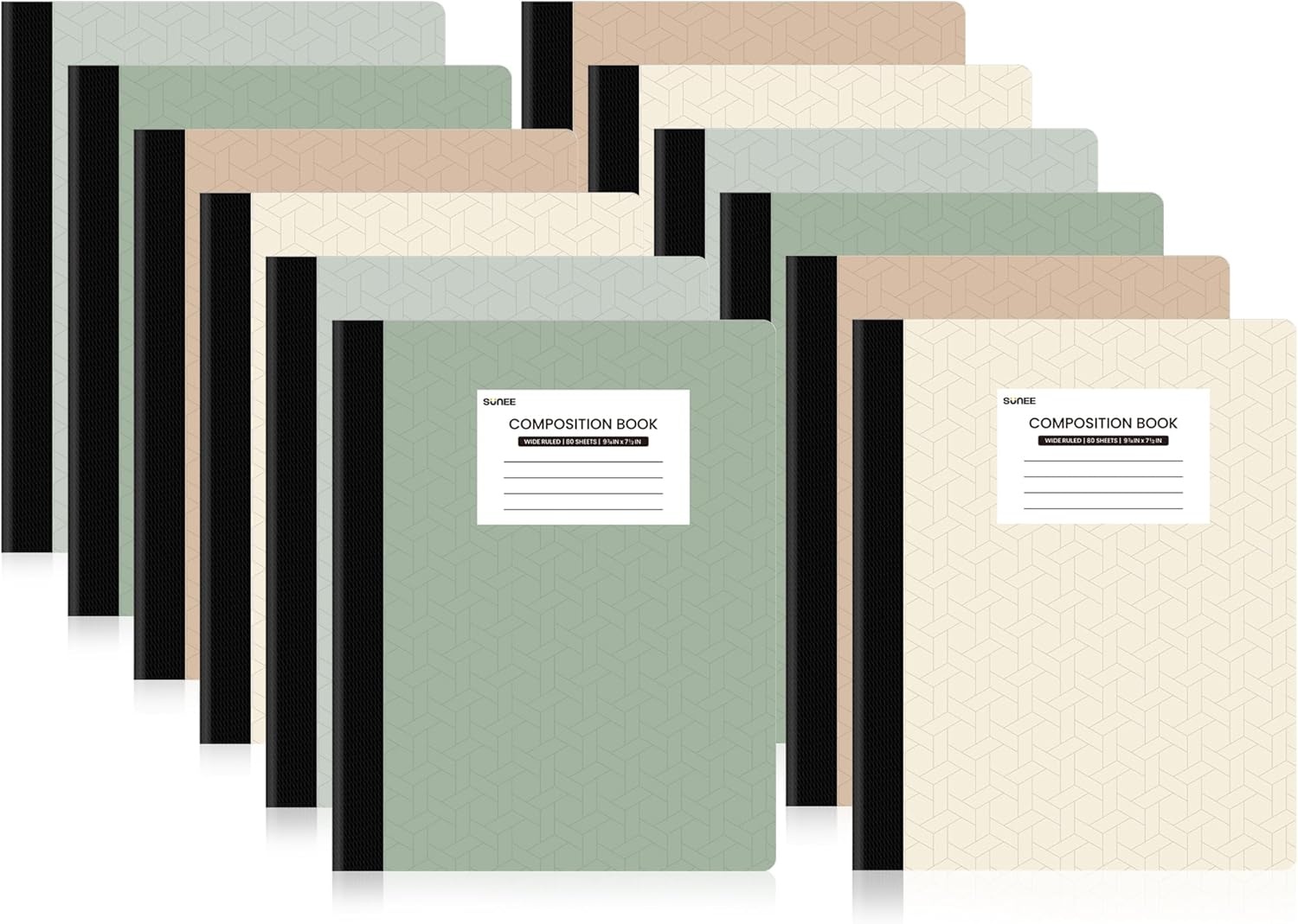 image:imageSUNEE Composition Notebooks College Ruled Paper 4 Pack Composition Book 9 34 x 7 12 80 Sheets160 Pages Assorted Colors School College amp Office SuppliesAesthetic