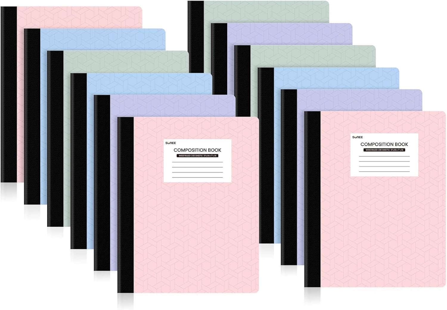image:imageSUNEE Composition Notebooks College Ruled Paper 4 Pack Composition Book 9 34 x 7 12 80 Sheets160 Pages Assorted Colors School College amp Office SuppliesPastel