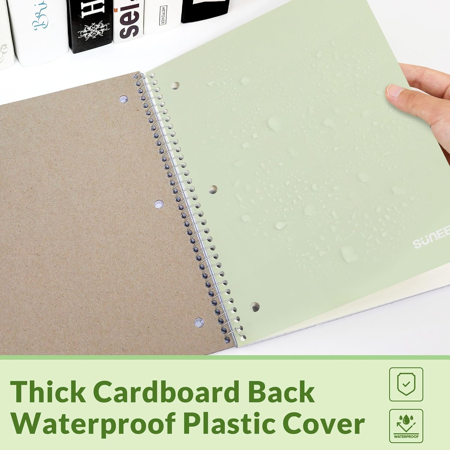 image:imageSUNEE Spiral Notebook 1Subject Graph Ruled Paper 8 x 1012 100 Sheets per Notebook 3Hole Punched Paper Water Resistant Cover Spiral Grid Notebooks for Work Home School Writing BlackGreen