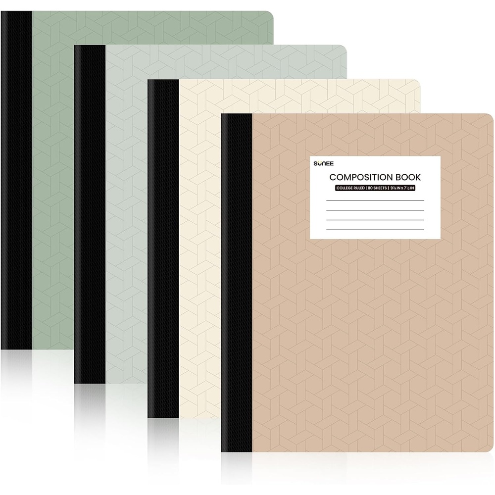 image:imageSUNEE Composition Notebooks College Ruled Paper 4 Pack Composition Book 9 34 x 7 12 80 Sheets160 Pages Assorted Colors School College amp Office SuppliesAesthetic