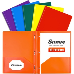 image:imageSUNEE 3Prong Plastic Folders with Pockets 6 Pack Vintage Colors 2 Pocket Folders with Fasteners TearResistant Plastic Pockets and Fit Letter Size Paper Use for School Office Home BusinessMulticolored 1