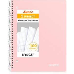 image:imageSUNEE Spiral Notebook 1Subject Graph Ruled Paper 8 x 1012 100 Sheets per Notebook 3Hole Punched Paper Water Resistant Cover Spiral Grid Notebooks for Work Home School Writing BlackPink