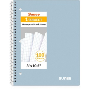 image:imageSUNEE Spiral Notebook 1Subject Graph Ruled Paper 8 x 1012 100 Sheets per Notebook 3Hole Punched Paper Water Resistant Cover Spiral Grid Notebooks for Work Home School Writing BlackGrey Blue