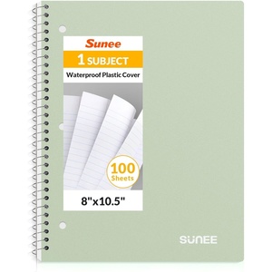 image:imageSUNEE Spiral Notebook 1Subject Wide Ruled Paper 8 x 1012 100 Sheets per Notebook 3Hole Punched Paper Water Resistant Cover Doublesided Pockets Spiral Lined Notebooks for School GreenGreen