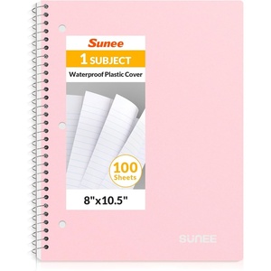 image:imageSUNEE Spiral Notebook 1Subject Wide Ruled Paper 8 x 1012 100 Sheets per Notebook 3Hole Punched Paper Water Resistant Cover Doublesided Pockets Spiral Lined Notebooks for School GreenPink