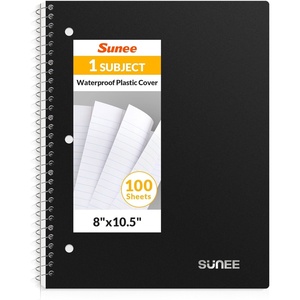 image:imageSUNEE Spiral Notebook 1Subject Wide Ruled Paper 8 x 1012 100 Sheets per Notebook 3Hole Punched Paper Water Resistant Cover Doublesided Pockets Spiral Lined Notebooks for School GreenBlack