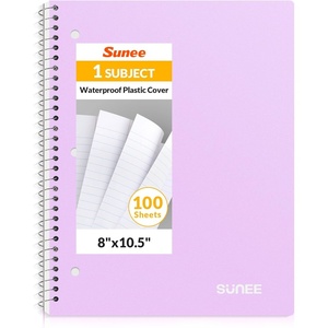 image:imageSUNEE Spiral Notebook 1Subject Wide Ruled Paper 8 x 1012 100 Sheets per Notebook 3Hole Punched Paper Water Resistant Cover Doublesided Pockets Spiral Lined Notebooks for School GreenPurple