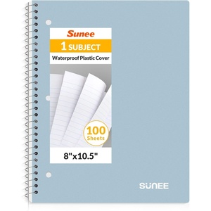 image:imageSUNEE Spiral Notebook 1Subject Wide Ruled Paper 8 x 1012 100 Sheets per Notebook 3Hole Punched Paper Water Resistant Cover Doublesided Pockets Spiral Lined Notebooks for School GreenGrey Blue