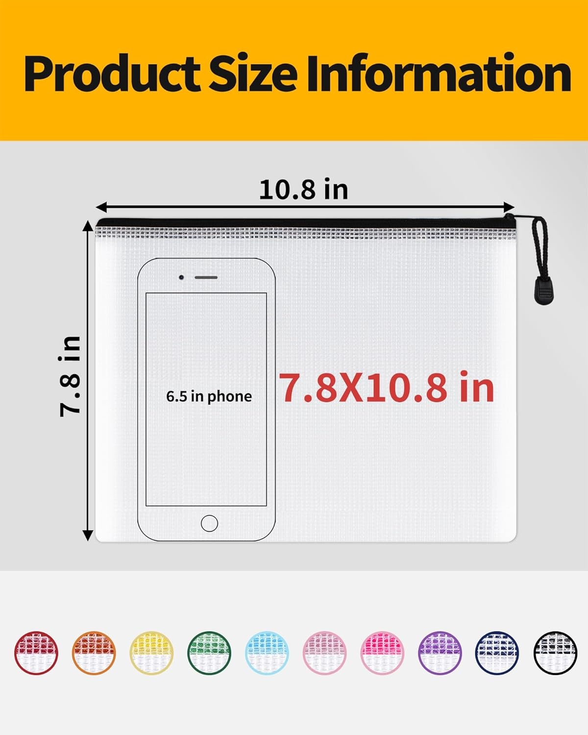 image:imageSUNEE Multisize Plastic Zipper Pouches 7 Colors 35 Packs WaterResistant Zip Bag for School Office Supplies Puzzles amp Games Organizing StorageBlack