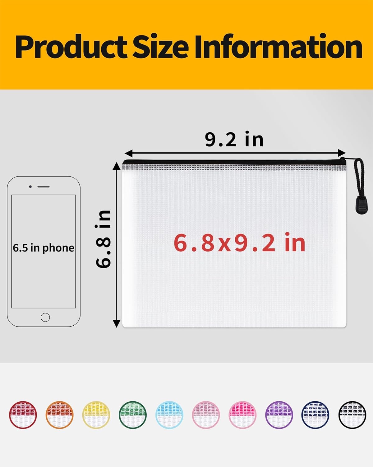 image:imageSUNEE Multisize Plastic Zipper Pouches 7 Colors 35 Packs WaterResistant Zip Bag for School Office Supplies Puzzles amp Games Organizing StorageBlack