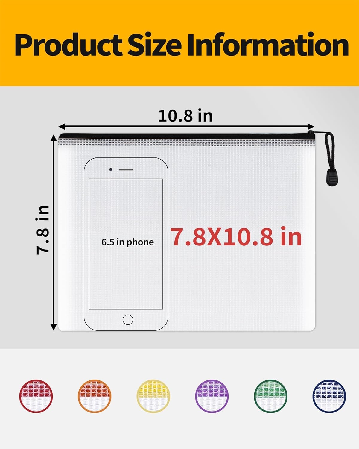 image:imageSUNEE Plastic Mesh Zipper Pouch 11x15 in 6 Colors 12 PacksExtra Large WaterResistant Zip Bag for School Office Supplies Puzzles amp Games Organizing StorageBlack
