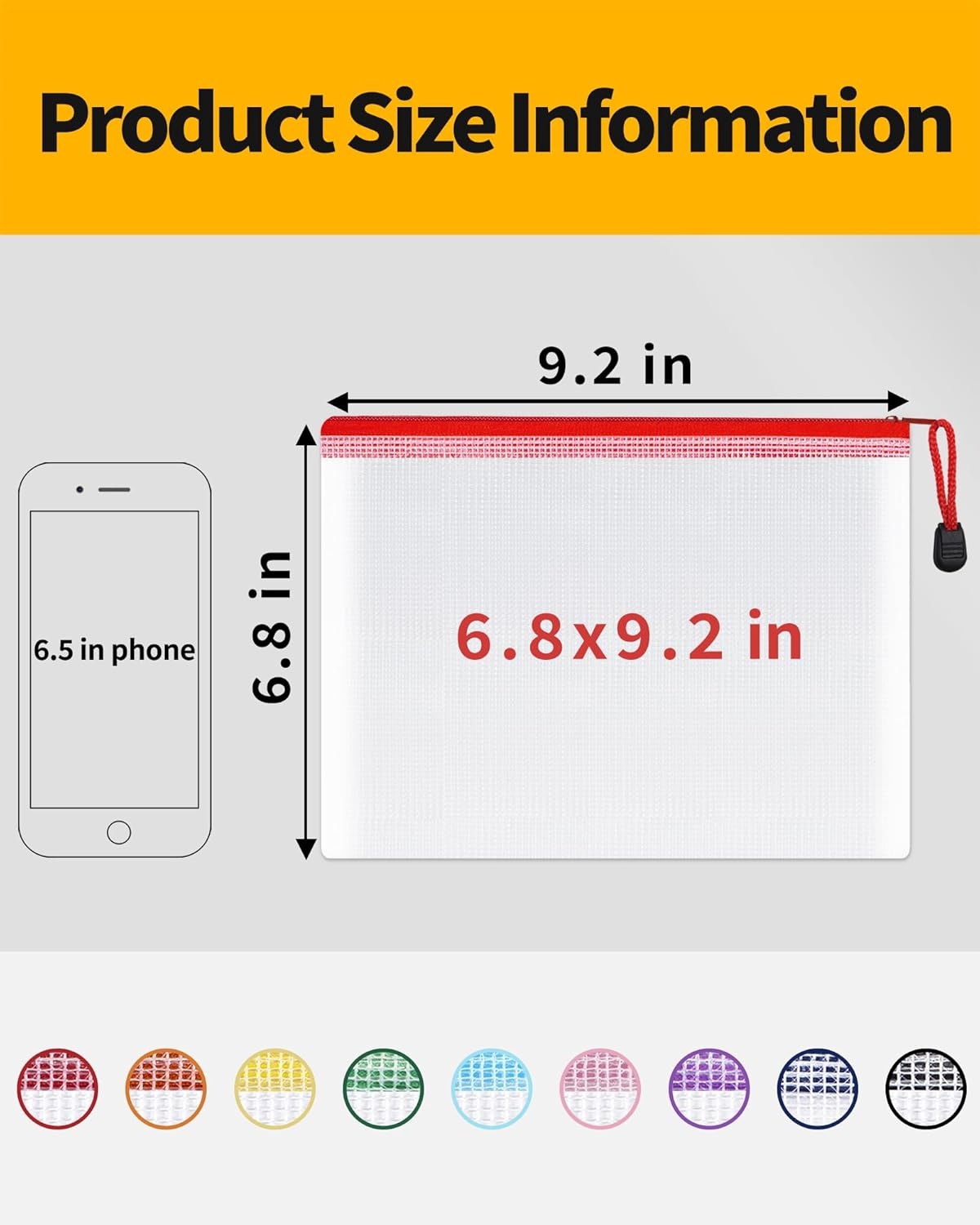image:imageSUNEE Plastic Mesh Zipper Pouch 92x125 in Black 18 PacksExtra Large WaterResistant Zip Bag for School Office Supplies Puzzles amp Games Organizing StorageMulticolored