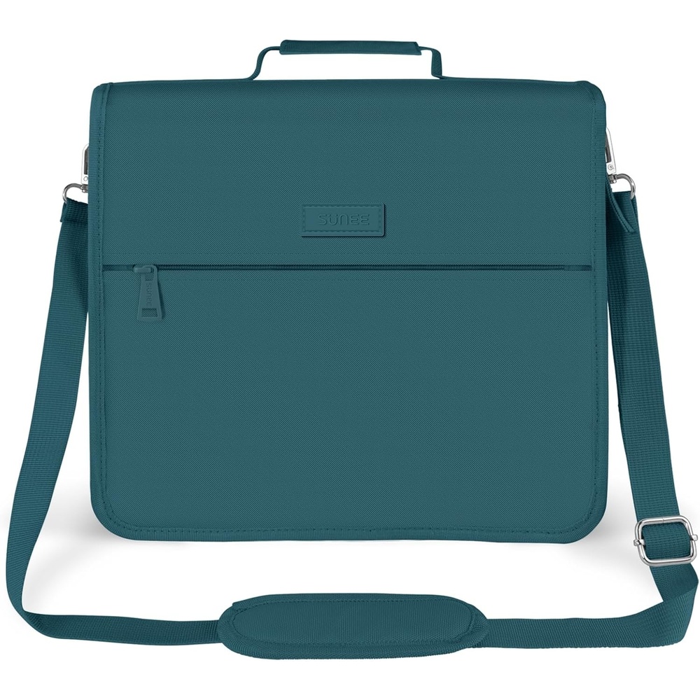 image:imageSUNEE Zipper Binder 3 Ring 3 Inch ORing with Handle and Shoulder Strap 600Sheet Capacity 5Tab Expanding File Folder MultiPockets for Middle School Organizer Binder with Zipper Deep TealGreen