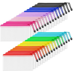 image:imageSUNEE Multisize Plastic Zipper Pouches 7 Colors 35 Packs WaterResistant Zip Bag for School Office Supplies Puzzles amp Games Organizing StorageMulticolored