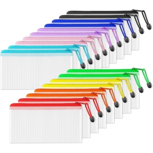 image:imageSUNEE Plastic Mesh Zipper Pouch 92x125 in Black 18 PacksExtra Large WaterResistant Zip Bag for School Office Supplies Puzzles amp Games Organizing StorageMulticolored