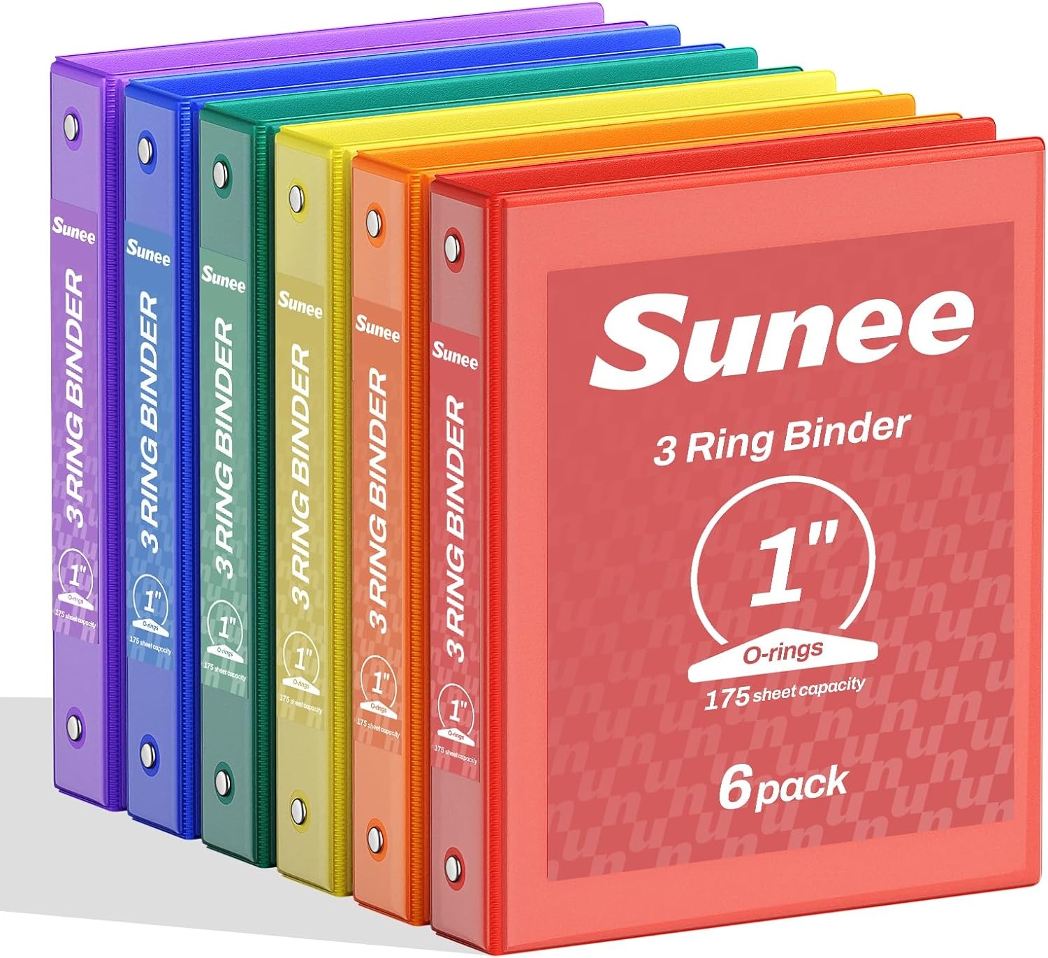 image:imageSUNEE 1 Inch Binders 3 Ring 6 Pack Clear View Three Ring Binders PVCFree Fit 85x11 Inches for School Binder or Office Binder Supplies Classic 6 ColorsClassic Assortment