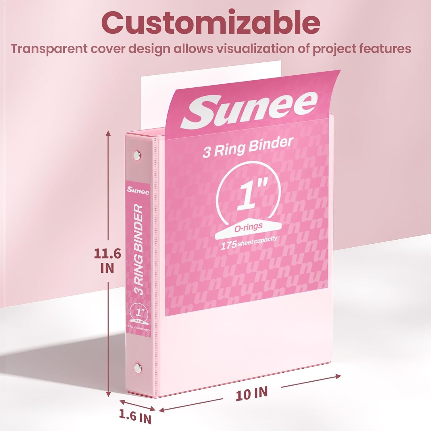image:imageSUNEE 1 Inch Binders 3 Ring 6 Pack Clear View Three Ring Binders PVCFree Fit 85x11 Inches for School Binder or Office Binder Supplies Classic 6 ColorsPastel Assortment