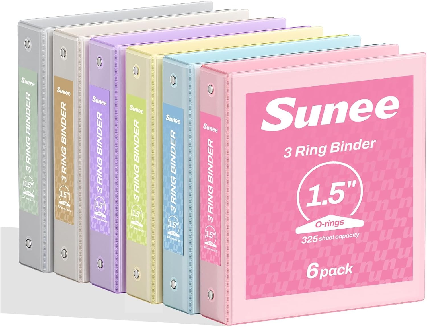 image:imageSUNEE 1 Inch Binders 3 Ring 6 Pack Clear View Three Ring Binders PVCFree Fit 85x11 Inches for School Binder or Office Binder Supplies Classic 6 ColorsPastel Assortment