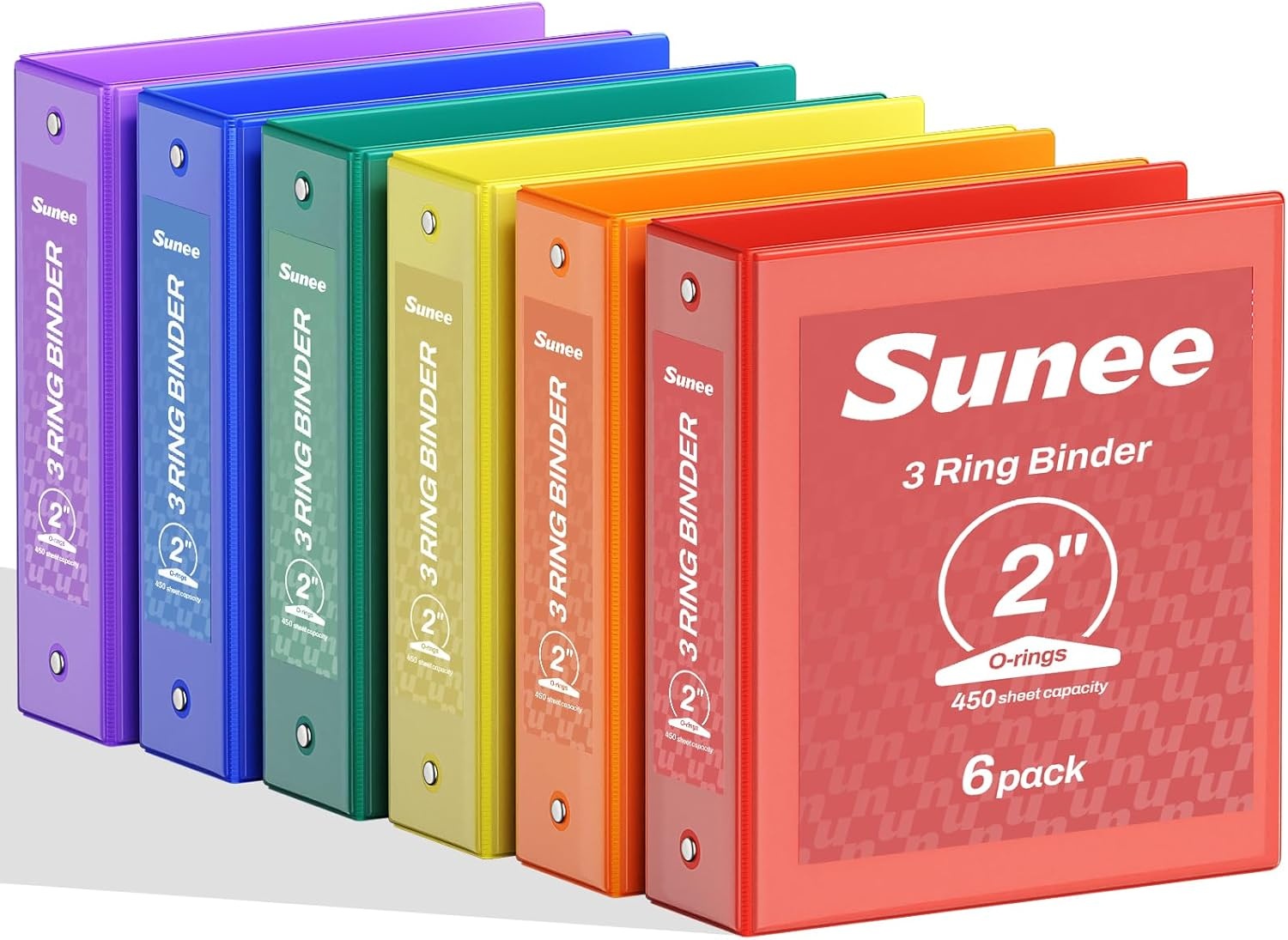 image:imageSUNEE 1 Inch Binders 3 Ring 6 Pack Clear View Three Ring Binders PVCFree Fit 85x11 Inches for School Binder or Office Binder Supplies Classic 6 ColorsClassic Assortment