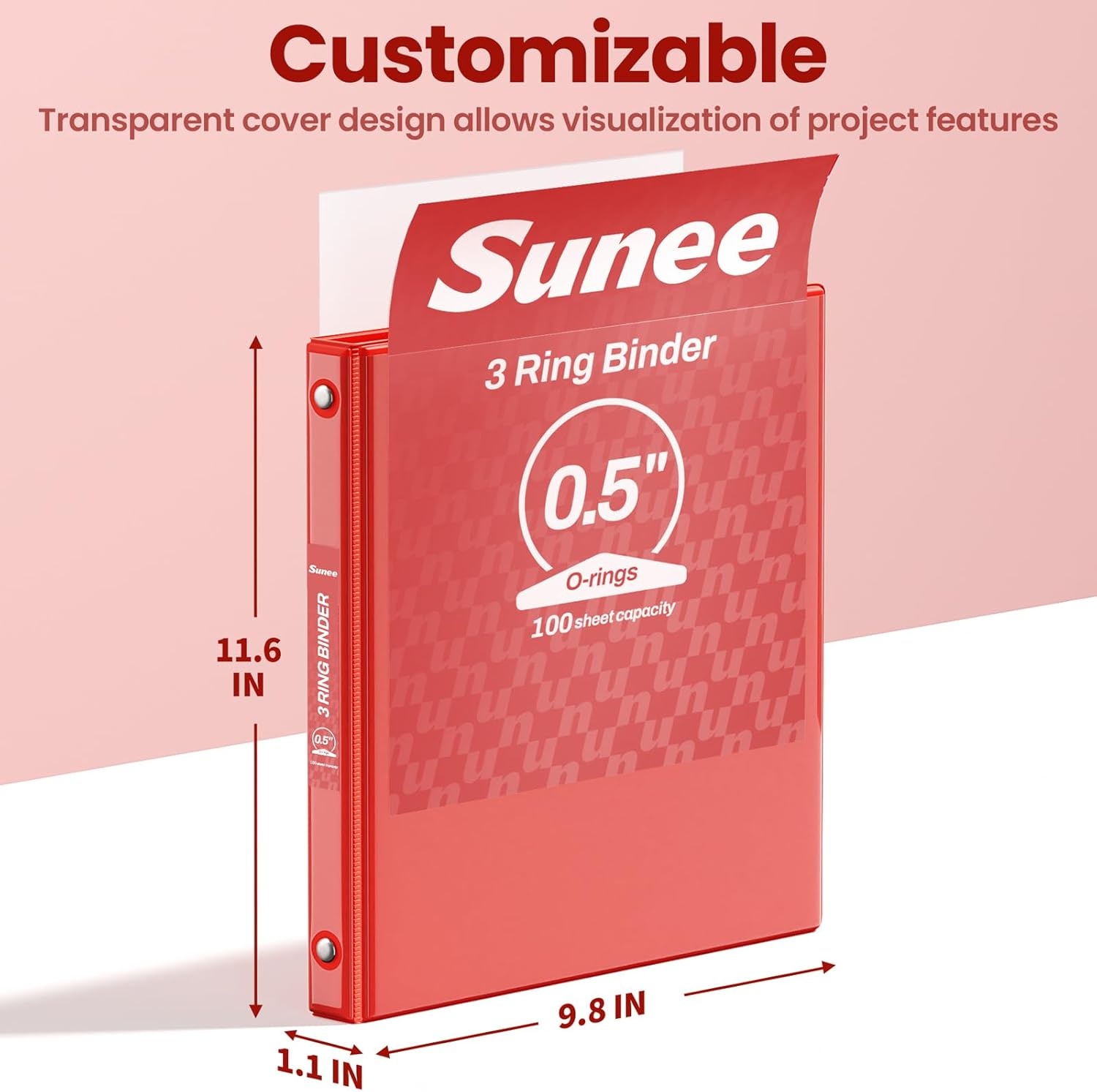 image:imageSUNEE 1 Inch Binders 3 Ring 6 Pack Clear View Three Ring Binders PVCFree Fit 85x11 Inches for School Binder or Office Binder Supplies Classic 6 ColorsClassic Assortment