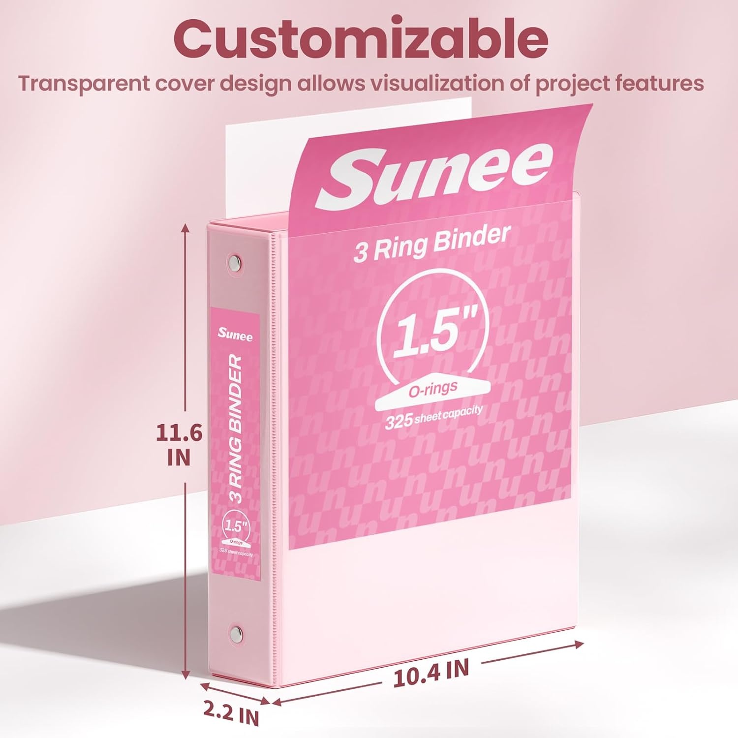 image:imageSUNEE 1 Inch Binders 3 Ring 6 Pack Clear View Three Ring Binders PVCFree Fit 85x11 Inches for School Binder or Office Binder Supplies Classic 6 ColorsPastel Assortment