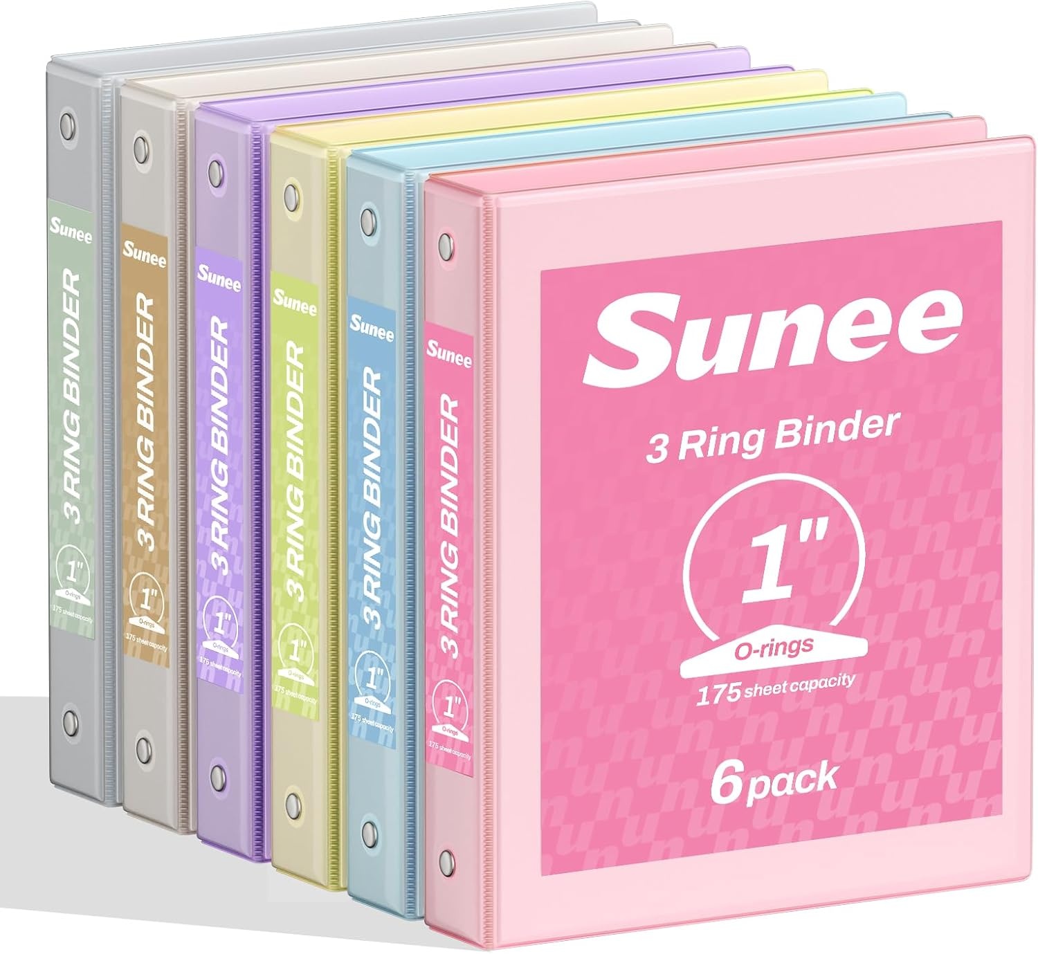 image:imageSUNEE 1 Inch Binders 3 Ring 6 Pack Clear View Three Ring Binders PVCFree Fit 85x11 Inches for School Binder or Office Binder Supplies Classic 6 ColorsPastel Assortment