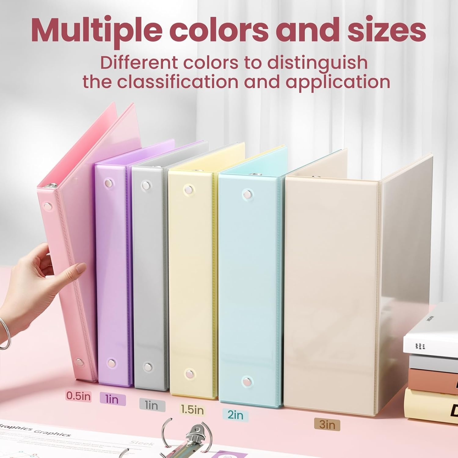 image:imageSUNEE 1 Inch Binders 3 Ring 6 Pack Clear View Three Ring Binders PVCFree Fit 85x11 Inches for School Binder or Office Binder Supplies Classic 6 ColorsPastel Assortment