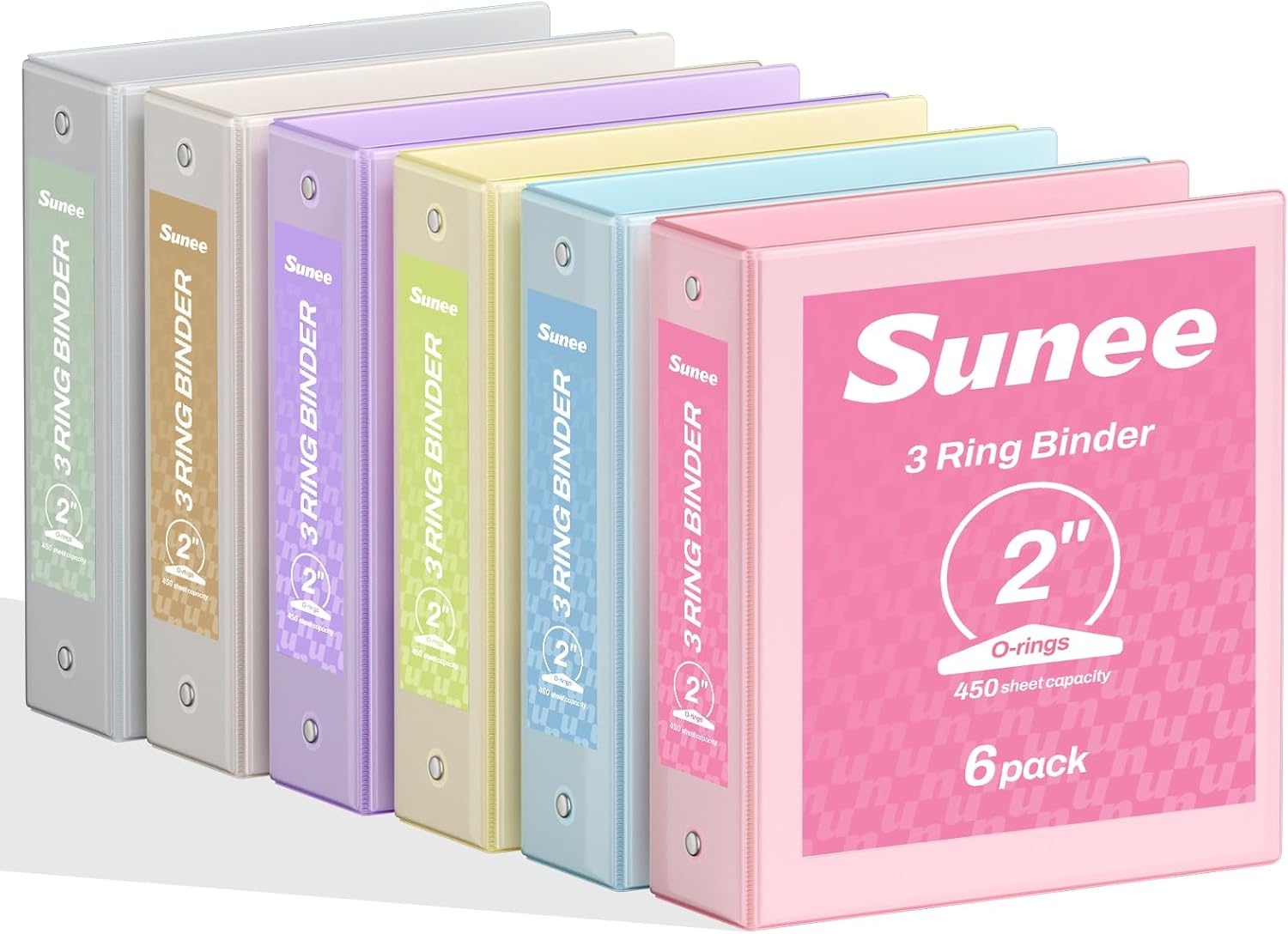 image:imageSUNEE 1 Inch Binders 3 Ring 6 Pack Clear View Three Ring Binders PVCFree Fit 85x11 Inches for School Binder or Office Binder Supplies Classic 6 ColorsPastel Assortment