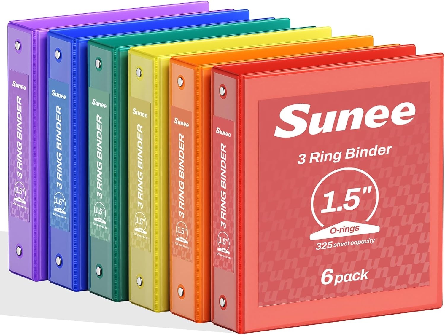 image:imageSUNEE 1 Inch Binders 3 Ring 6 Pack Clear View Three Ring Binders PVCFree Fit 85x11 Inches for School Binder or Office Binder Supplies Classic 6 ColorsClassic Assortment