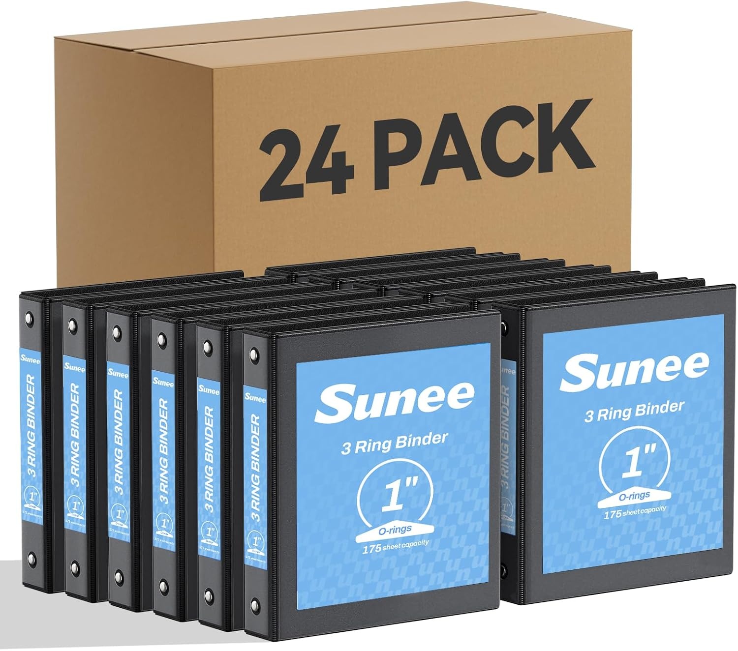 image:imageSUNEE 12 Inch Binders 3 Ring 12 Pack Bulk 3 Ring Binders Clear View PVCFree Fit 85x11 Inches for School or Office Supplies WhiteBlack