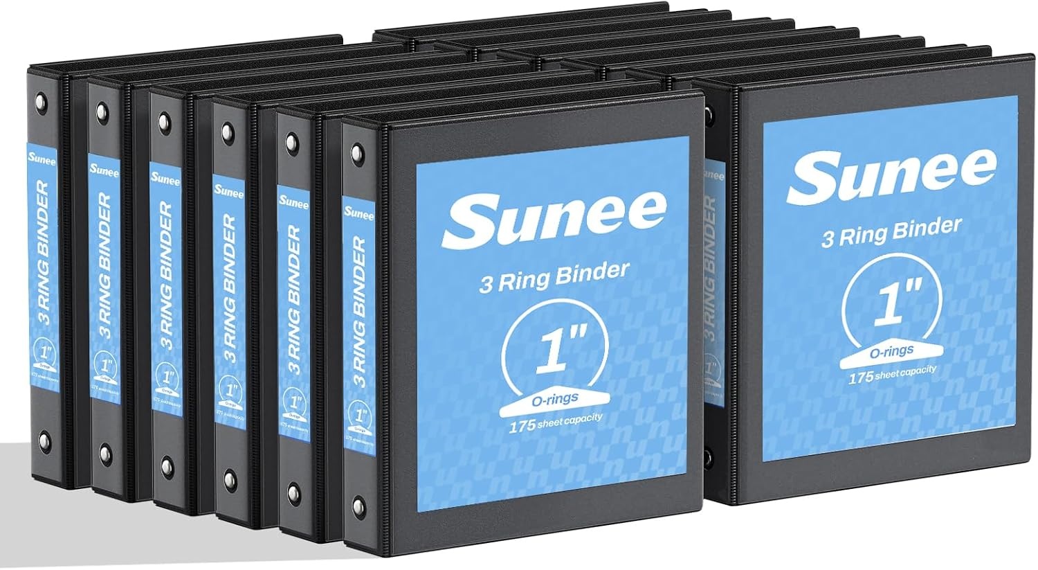 image:imageSUNEE 12 Inch Binders 3 Ring 12 Pack Bulk 3 Ring Binders Clear View PVCFree Fit 85x11 Inches for School or Office Supplies WhiteBlack