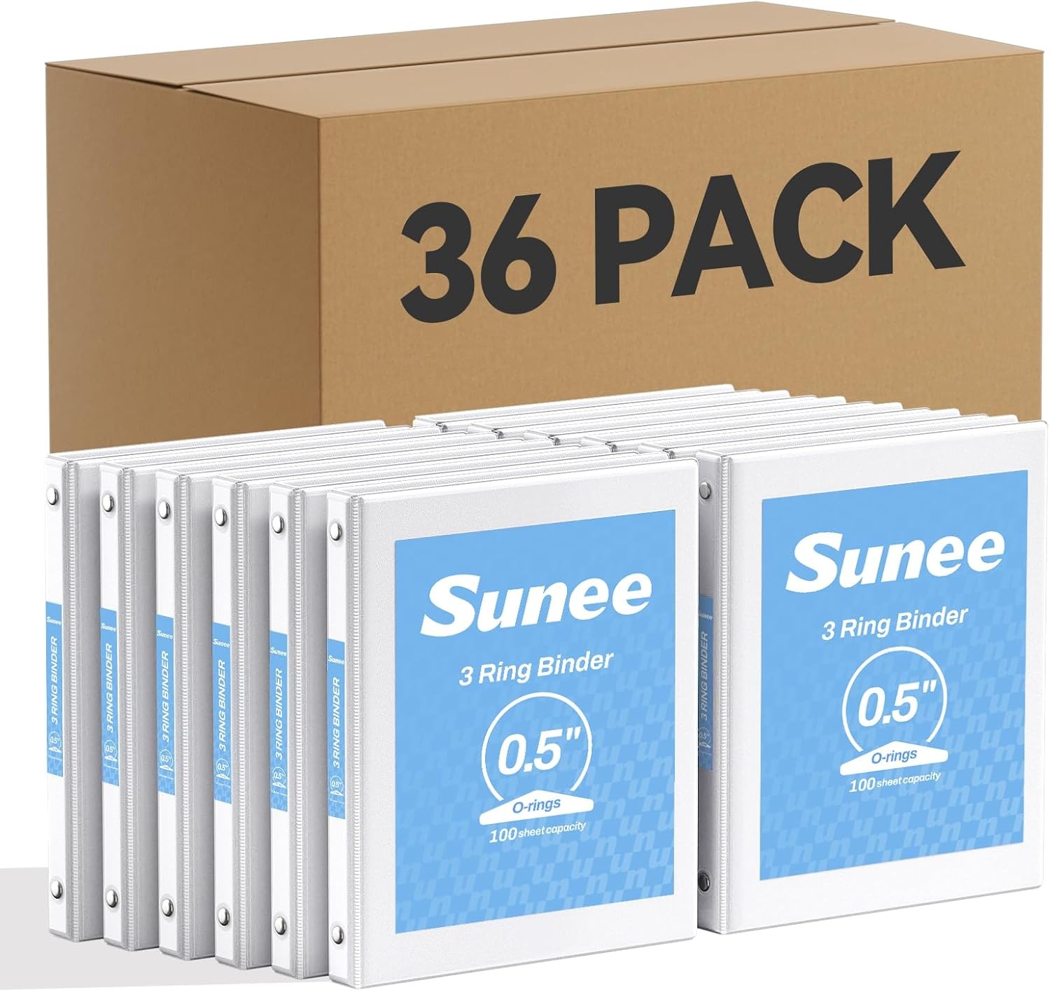 image:imageSUNEE 12 Inch Binders 3 Ring 12 Pack Bulk 3 Ring Binders Clear View PVCFree Fit 85x11 Inches for School or Office Supplies WhiteWhite