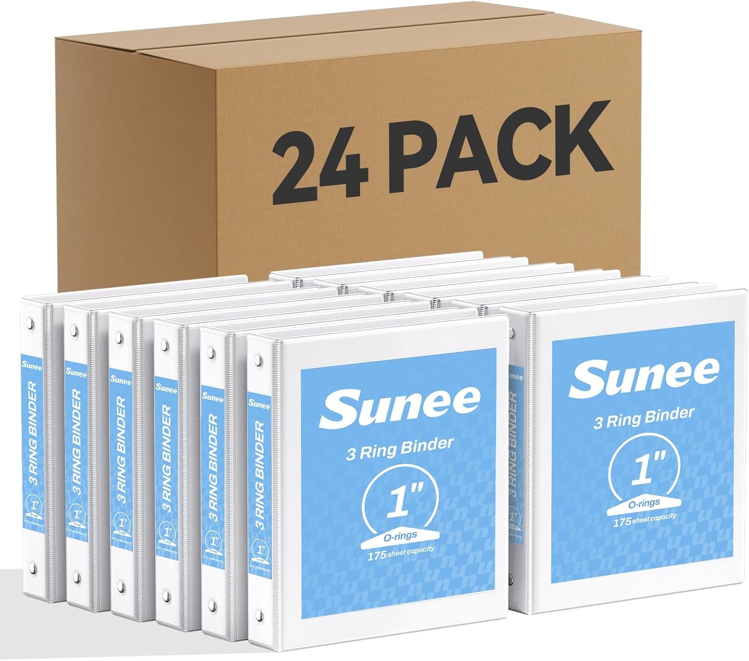 image:imageSUNEE 12 Inch Binders 3 Ring 12 Pack Bulk 3 Ring Binders Clear View PVCFree Fit 85x11 Inches for School or Office Supplies WhiteWhite