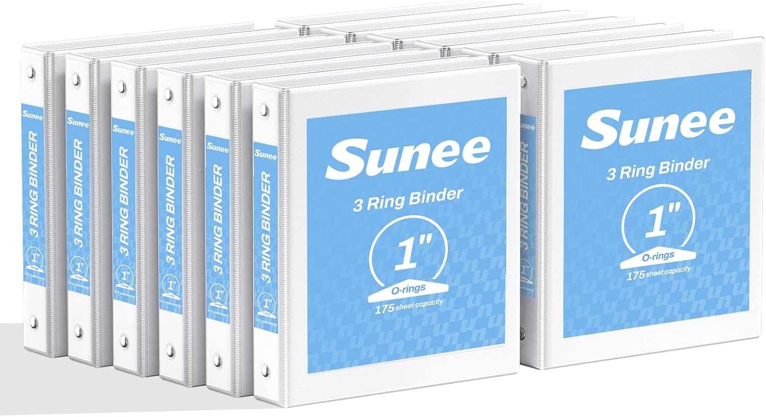 image:imageSUNEE 12 Inch Binders 3 Ring 12 Pack Bulk 3 Ring Binders Clear View PVCFree Fit 85x11 Inches for School or Office Supplies WhiteWhite