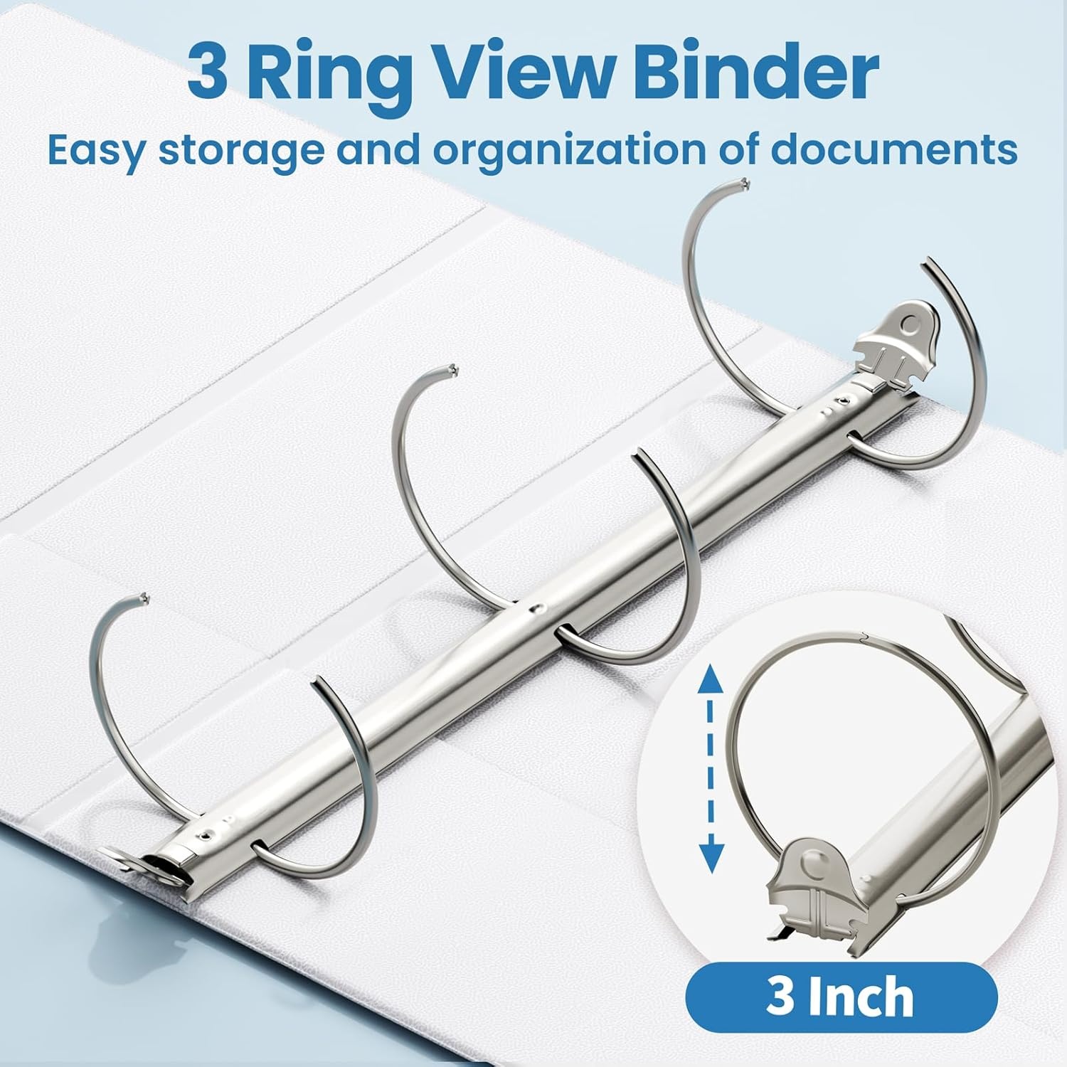image:imageSUNEE 12 Inch Binders 3 Ring 12 Pack Bulk 3 Ring Binders Clear View PVCFree Fit 85x11 Inches for School or Office Supplies WhiteWhite