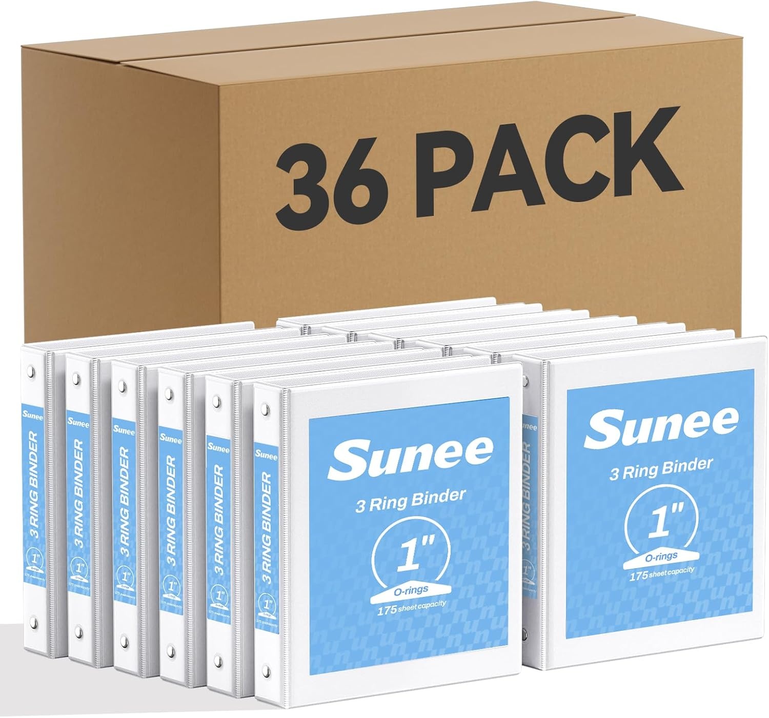 image:imageSUNEE 12 Inch Binders 3 Ring 12 Pack Bulk 3 Ring Binders Clear View PVCFree Fit 85x11 Inches for School or Office Supplies WhiteWhite