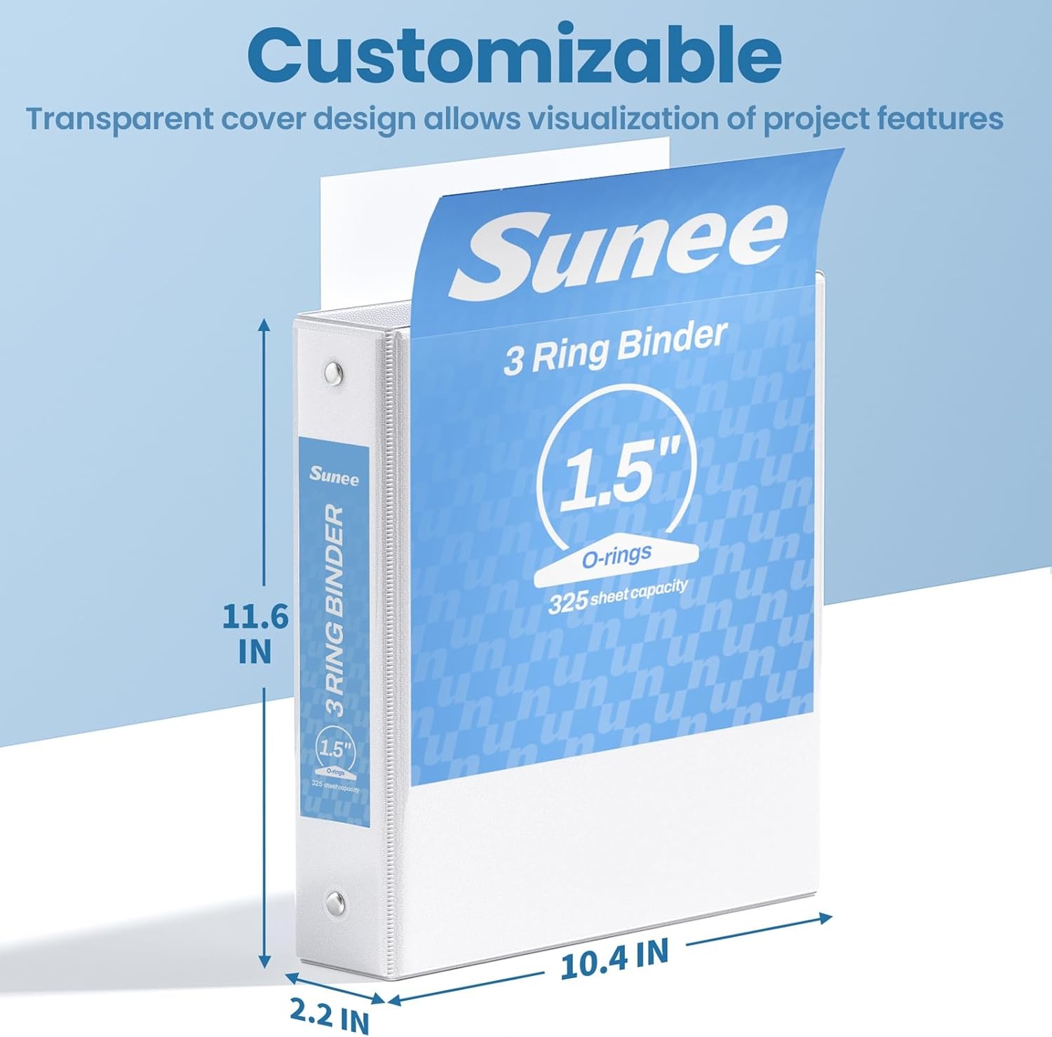 image:imageSUNEE 12 Inch Binders 3 Ring 12 Pack Bulk 3 Ring Binders Clear View PVCFree Fit 85x11 Inches for School or Office Supplies WhiteWhite