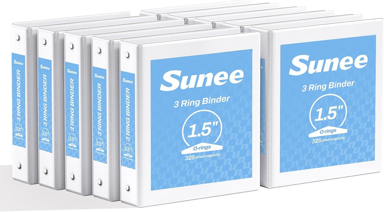 image:imageSUNEE 12 Inch Binders 3 Ring 12 Pack Bulk 3 Ring Binders Clear View PVCFree Fit 85x11 Inches for School or Office Supplies WhiteWhite