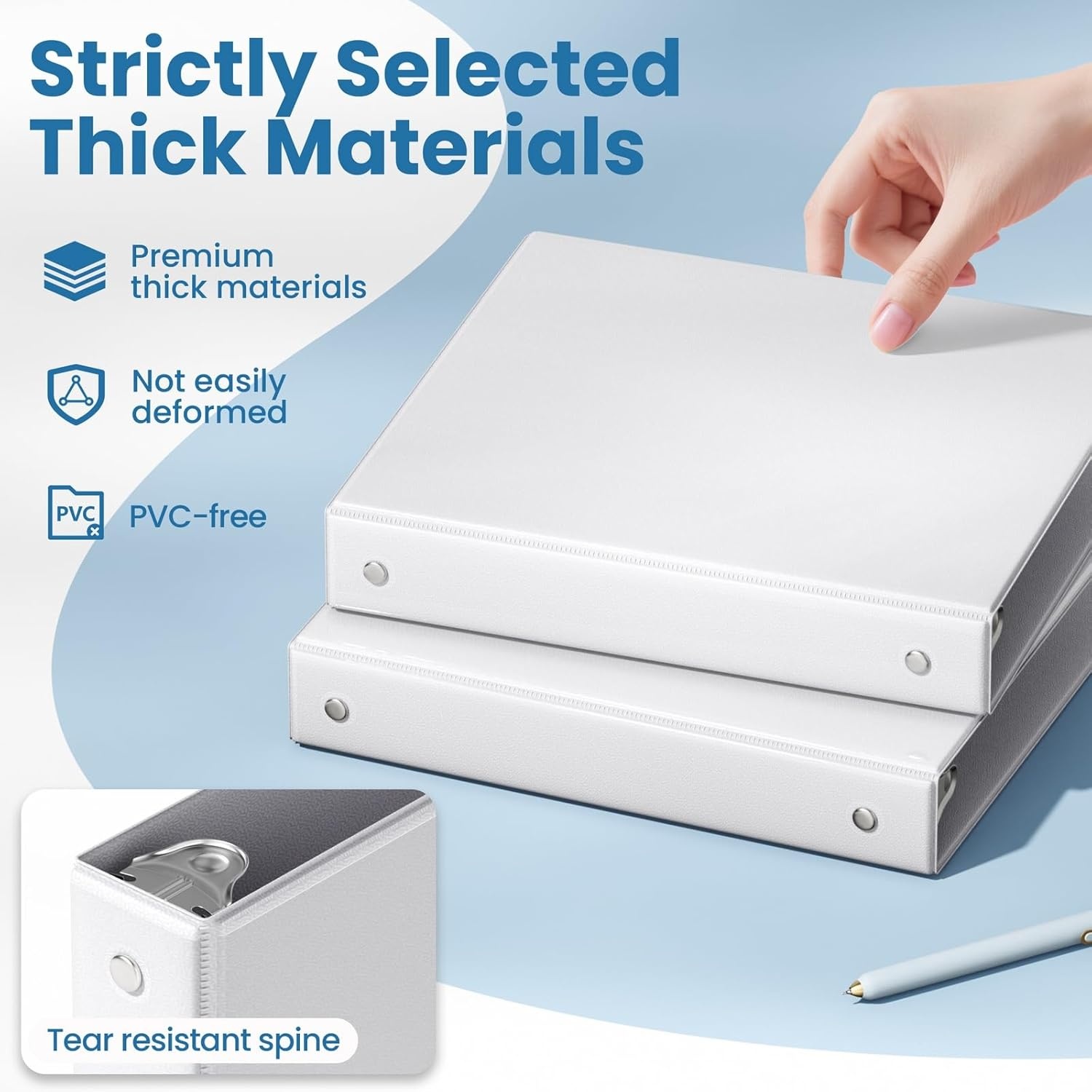 image:imageSUNEE 12 Inch Binders 3 Ring 12 Pack Bulk 3 Ring Binders Clear View PVCFree Fit 85x11 Inches for School or Office Supplies WhiteWhite