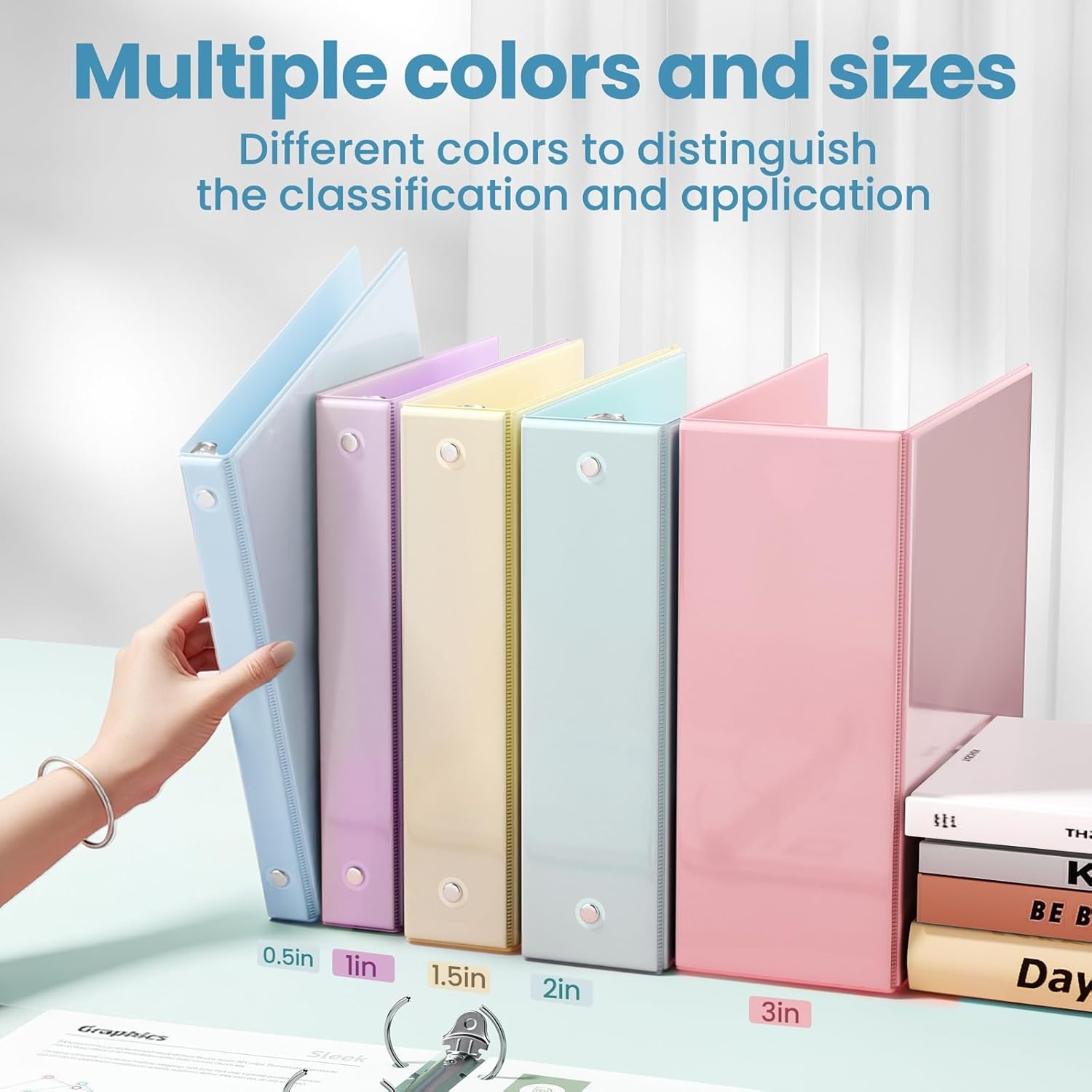 image:imageSUNEE 3 Ring Binder 15 Inch 2 Pack Clear View Binder Three Ring PVCFree Fit 85x11 Inches for School or Office Supplies YellowBlue