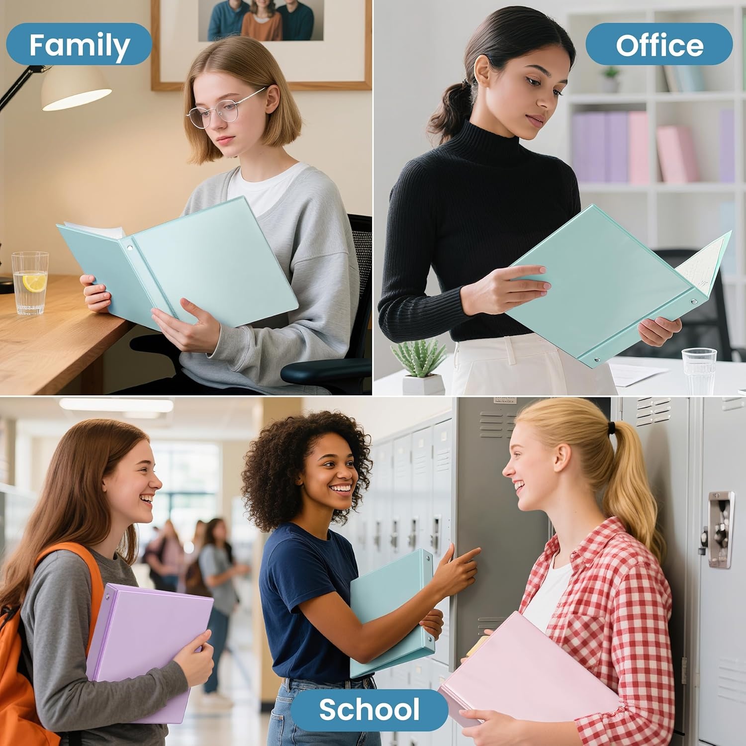 image:imageSUNEE 3 Ring Binder 15 Inch 2 Pack Clear View Binder Three Ring PVCFree Fit 85x11 Inches for School or Office Supplies YellowBlue