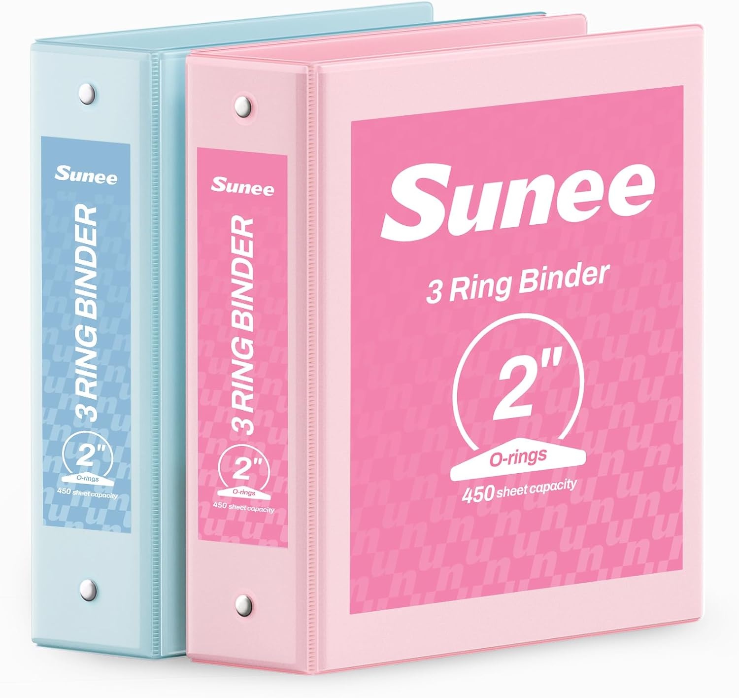 image:imageSUNEE 3 Ring Binder 15 Inch 2 Pack Clear View Binder Three Ring PVCFree Fit 85x11 Inches for School or Office Supplies YellowPink Blue