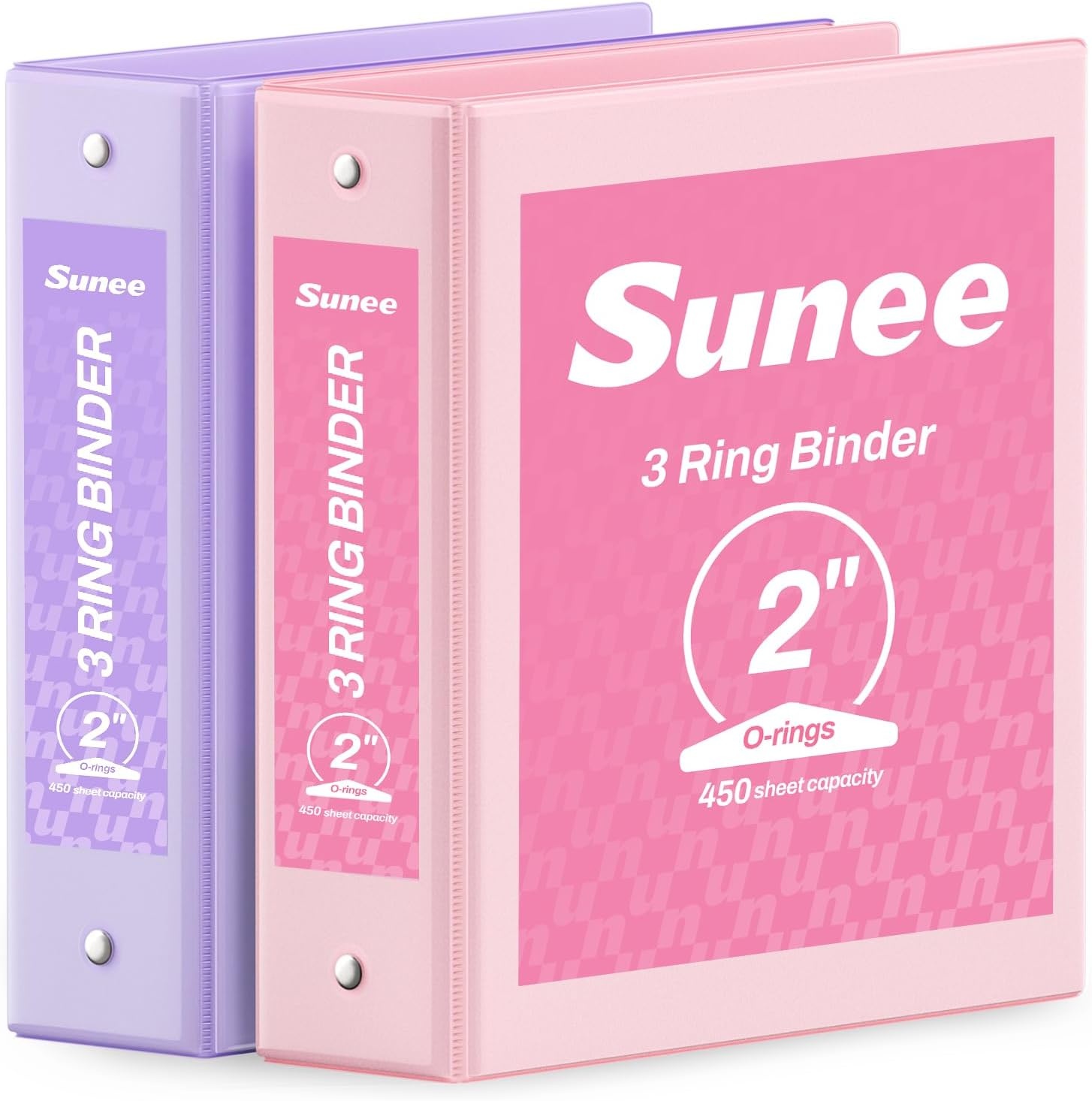 image:imageSUNEE 3 Ring Binder 15 Inch 2 Pack Clear View Binder Three Ring PVCFree Fit 85x11 Inches for School or Office Supplies YellowPink Purple