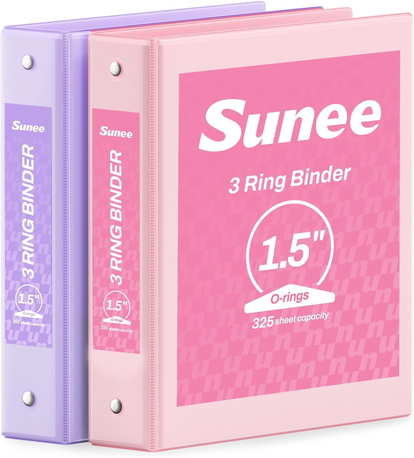 image:imageSUNEE 3 Ring Binder 15 Inch 2 Pack Clear View Binder Three Ring PVCFree Fit 85x11 Inches for School or Office Supplies YellowPink Purple