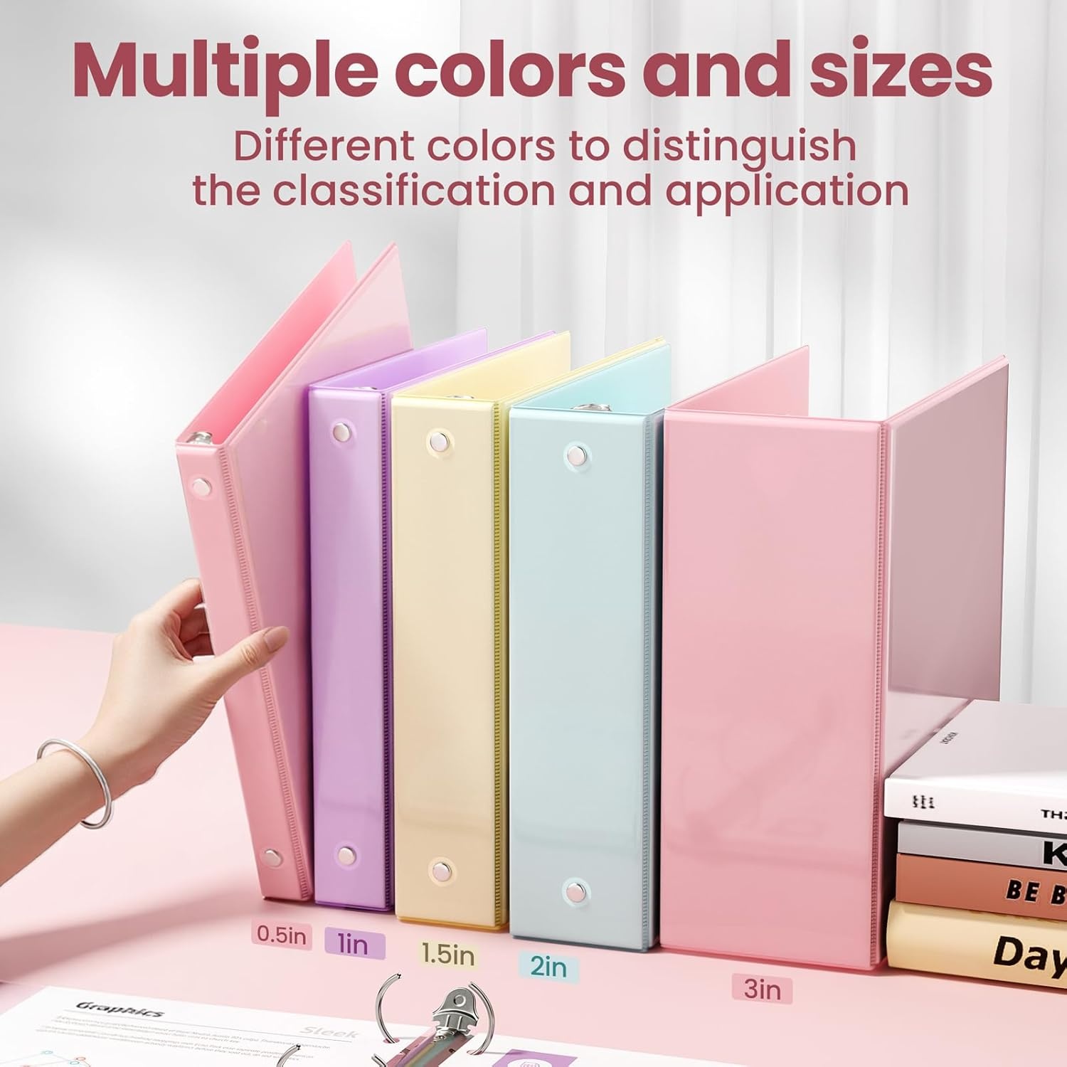 image:imageSUNEE 3 Ring Binder 15 Inch 2 Pack Clear View Binder Three Ring PVCFree Fit 85x11 Inches for School or Office Supplies YellowPink