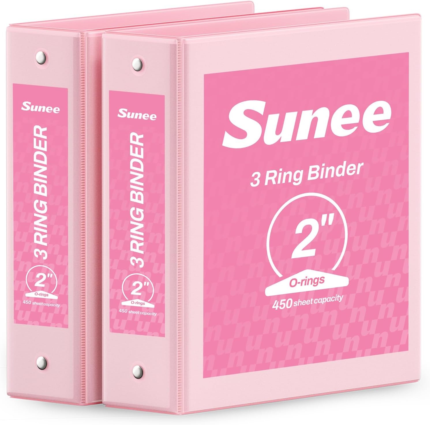 image:imageSUNEE 3 Ring Binder 15 Inch 2 Pack Clear View Binder Three Ring PVCFree Fit 85x11 Inches for School or Office Supplies YellowPink