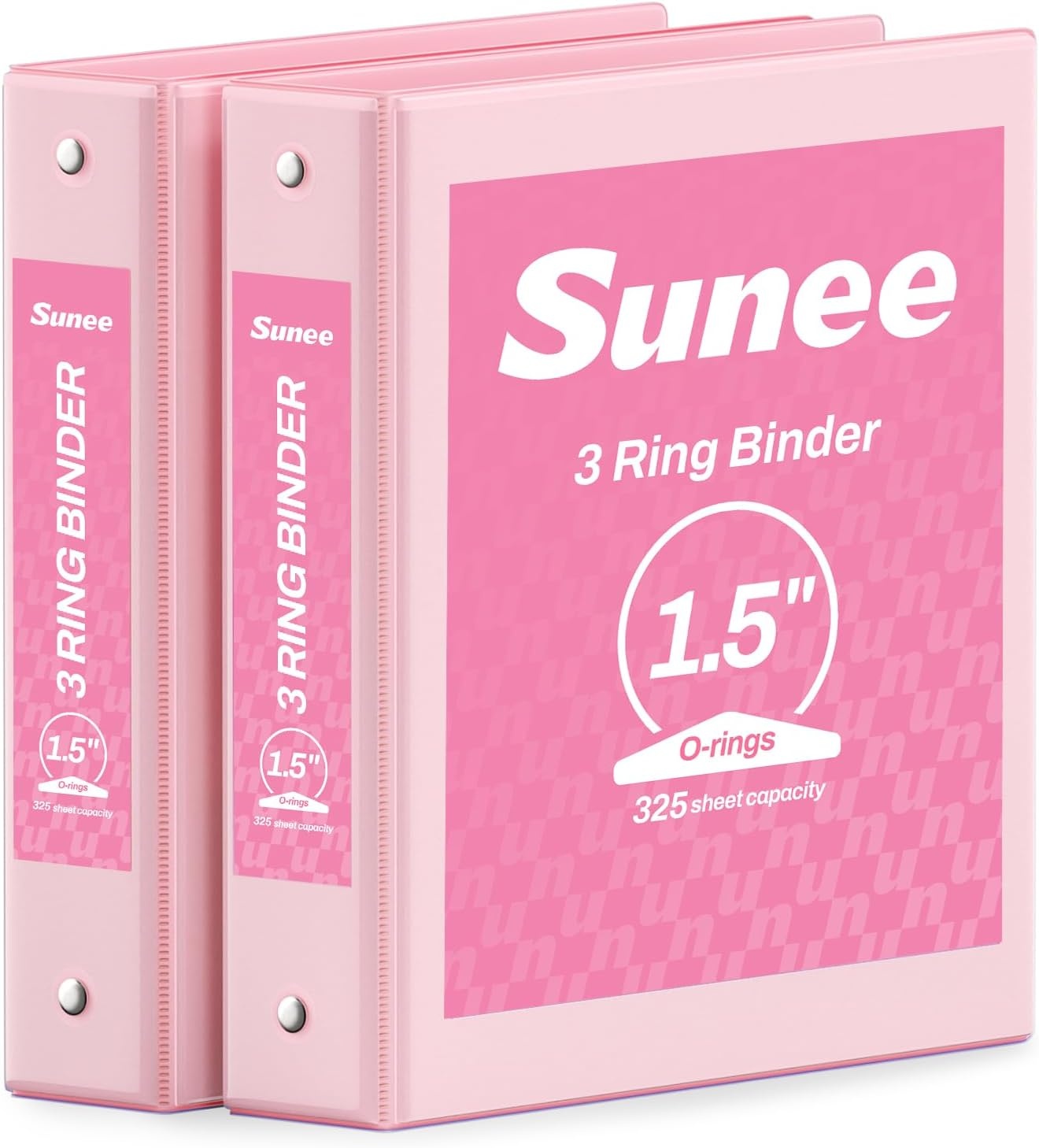image:imageSUNEE 3 Ring Binder 15 Inch 2 Pack Clear View Binder Three Ring PVCFree Fit 85x11 Inches for School or Office Supplies YellowPink