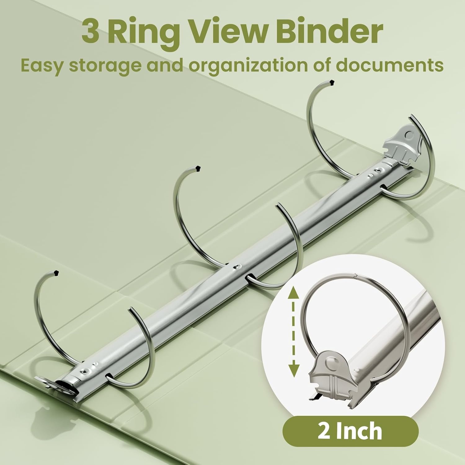 image:imageSUNEE 3 Ring Binder 15 Inch 2 Pack Clear View Binder Three Ring PVCFree Fit 85x11 Inches for School or Office Supplies YellowSage Green